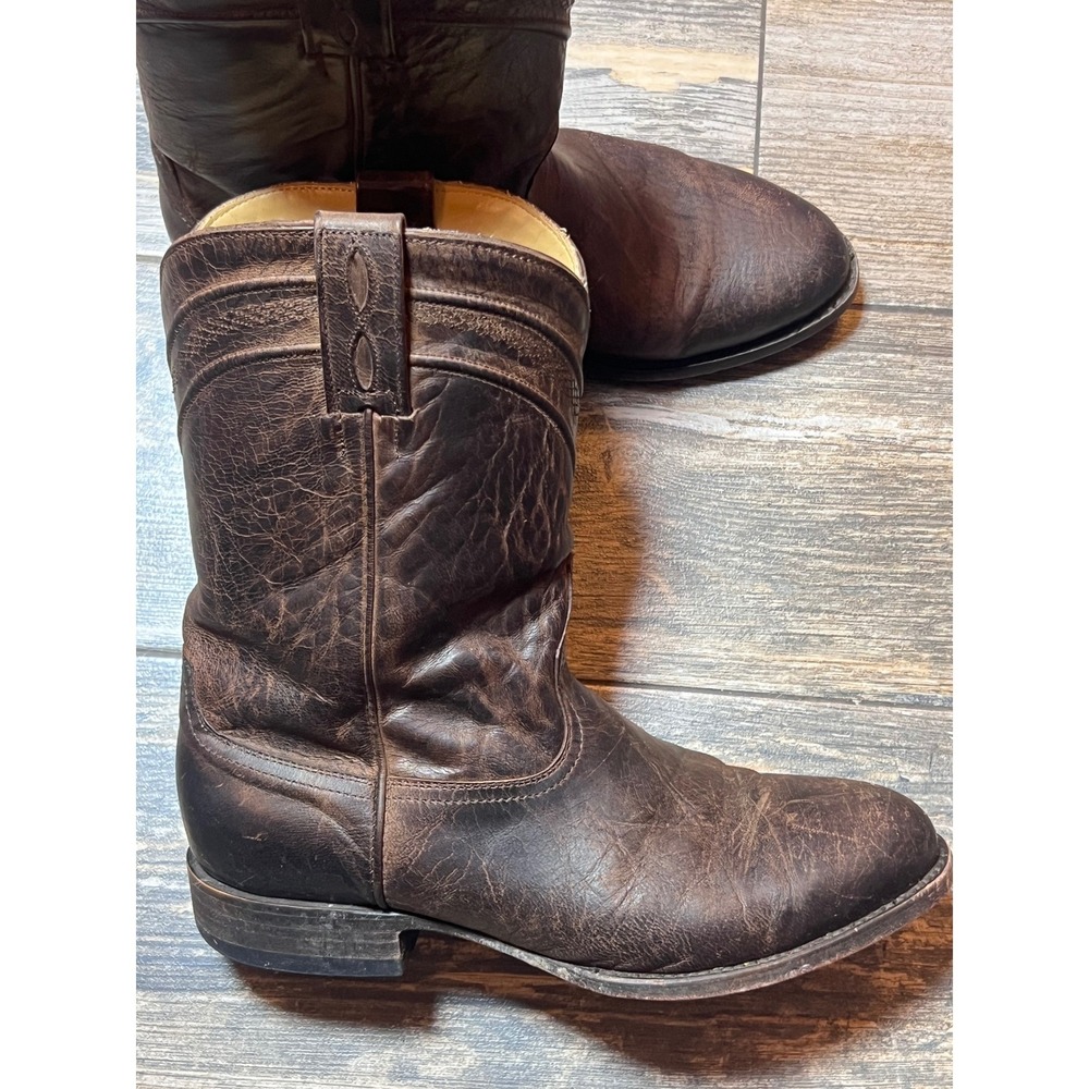 JRC & Sons Mens Brown Distressed Leather Western Roper Cowboy Boots Size 9 EE - Picture 3 of 15